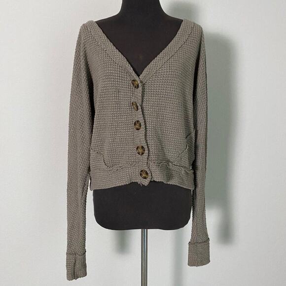 Anama Sweaters - Anama sz S long sleeve waffle knit V neck button down cardigan